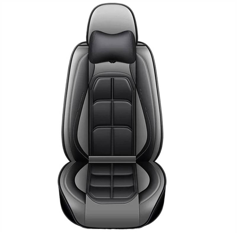 DZSQEGBX Autositzbezüge Auto Sitz Abdeckung Leder Für Ford Alle Modell Für Fokus Für Fusion Für Rand Für Tourneo Für Kuga Für Mustang Auto Sitz Protektoren Auto Sitzschoner(Grey Pillow) von DZSQEGBX