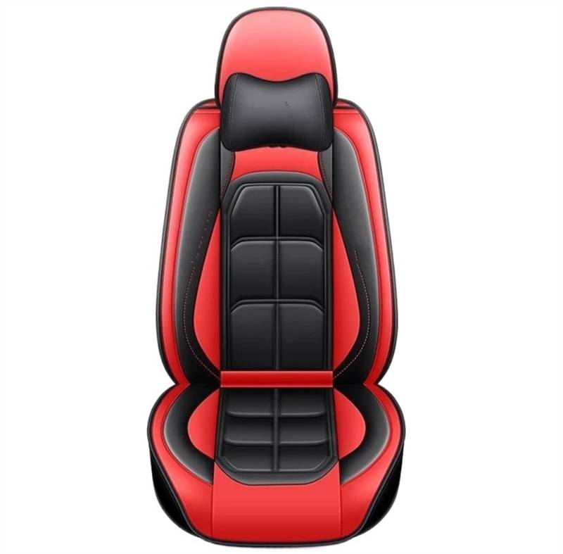 DZSQEGBX Autositzbezüge Auto Sitz Abdeckung Leder Für Ford Alle Modell Für Fokus Für Fusion Für Rand Für Tourneo Für Kuga Für Mustang Auto Sitz Protektoren Auto Sitzschoner(Red Pillow) von DZSQEGBX