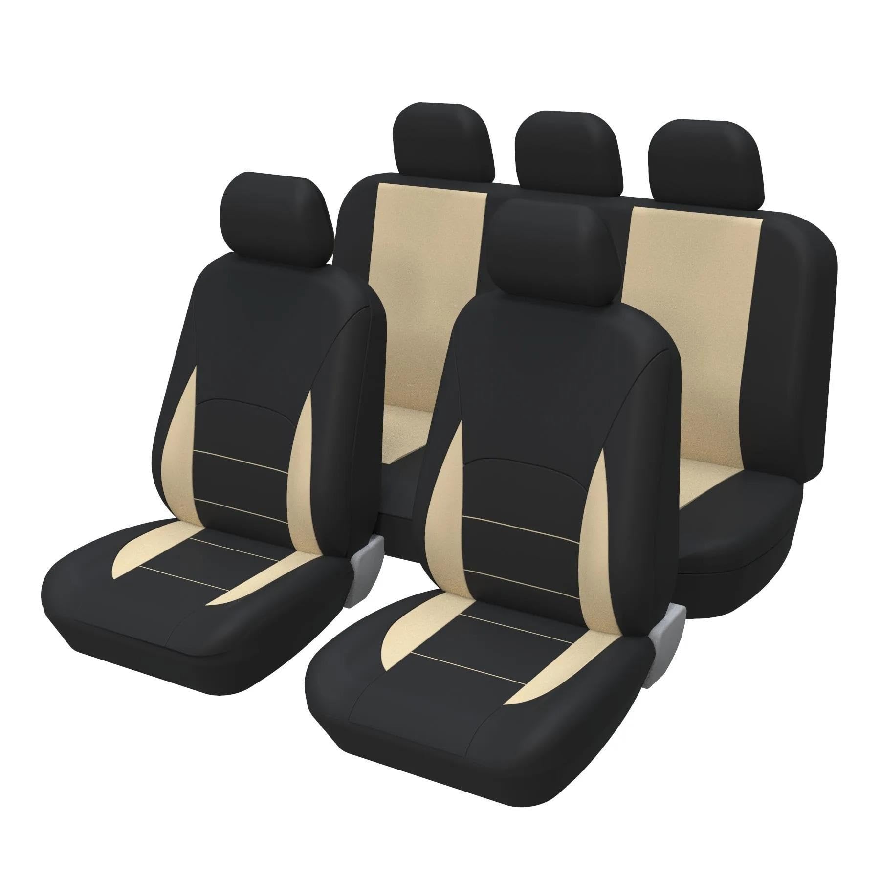 DZSQEGBX Autositzbezüge Autositzbezüge, Komplettes Set Universell Für VW Universeller Sitzschutz Passend Für Auto SUV Limousine LKW Auto Sitzschoner(Beige 5 Seats) von DZSQEGBX