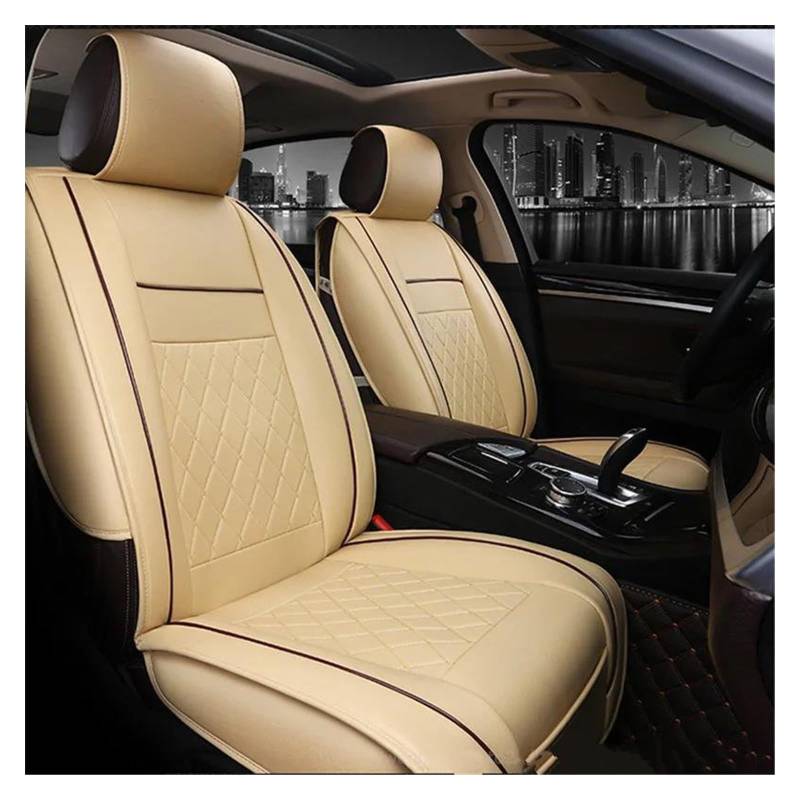 DZSQEGBX Autositzbezüge Autositzbezüge Für Autos Sesselbezüge Für Ford Zubehör Auto-Styling Nur Zwei Vorderleder Auto Sitzschoner(Beige no Pillow) von DZSQEGBX