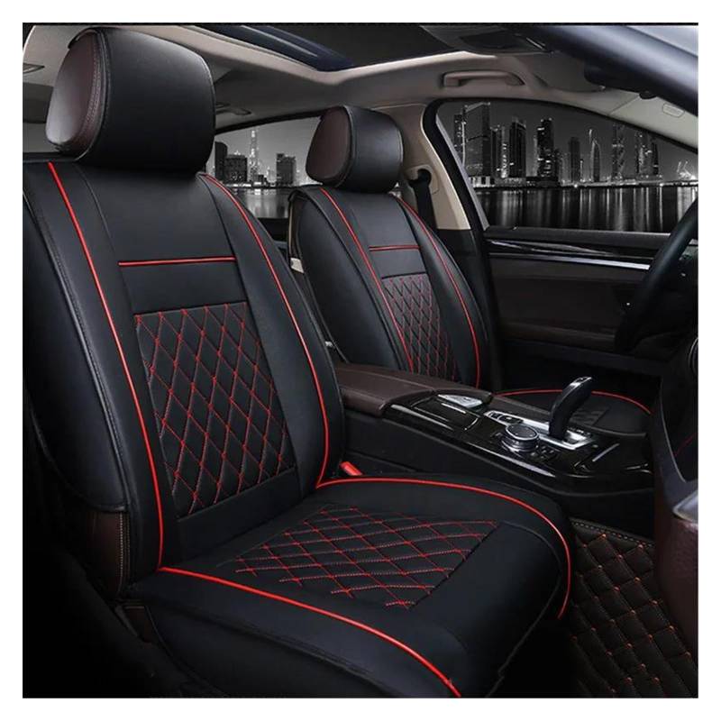 DZSQEGBX Autositzbezüge Autositzbezüge Für Autos Sesselbezüge Für Ford Zubehör Auto-Styling Nur Zwei Vorderleder Auto Sitzschoner(Black red no Pillow) von DZSQEGBX