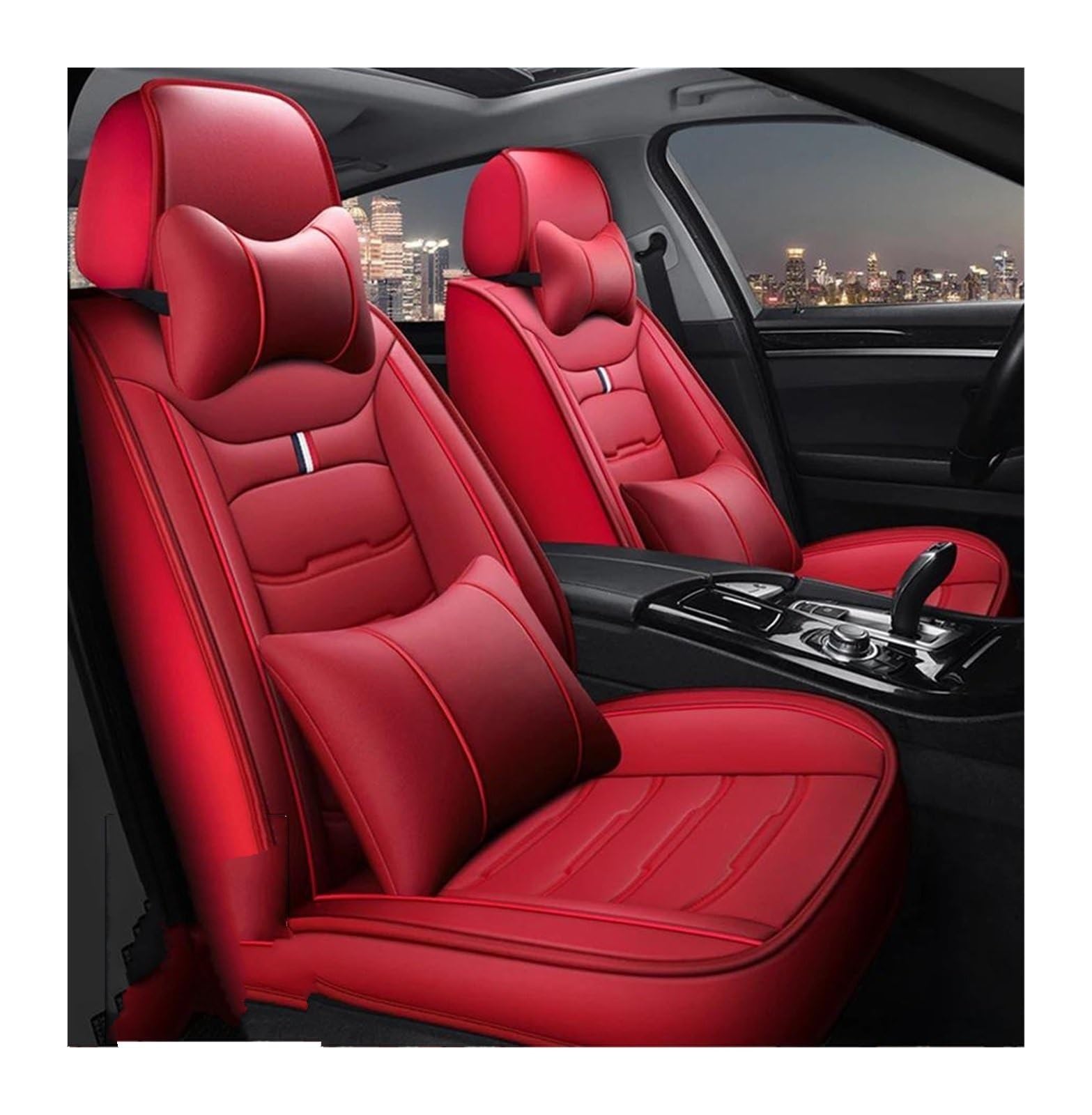 DZSQEGBX Autositzbezüge Autositzbezug Aus Leder Autozubehör Für SsangYong Alle Modelle Für Rodius Für Kyron Für ActYon Für Rexton Für Korando Car-Styling Auto Sitzschoner(1PCS Red2) von DZSQEGBX