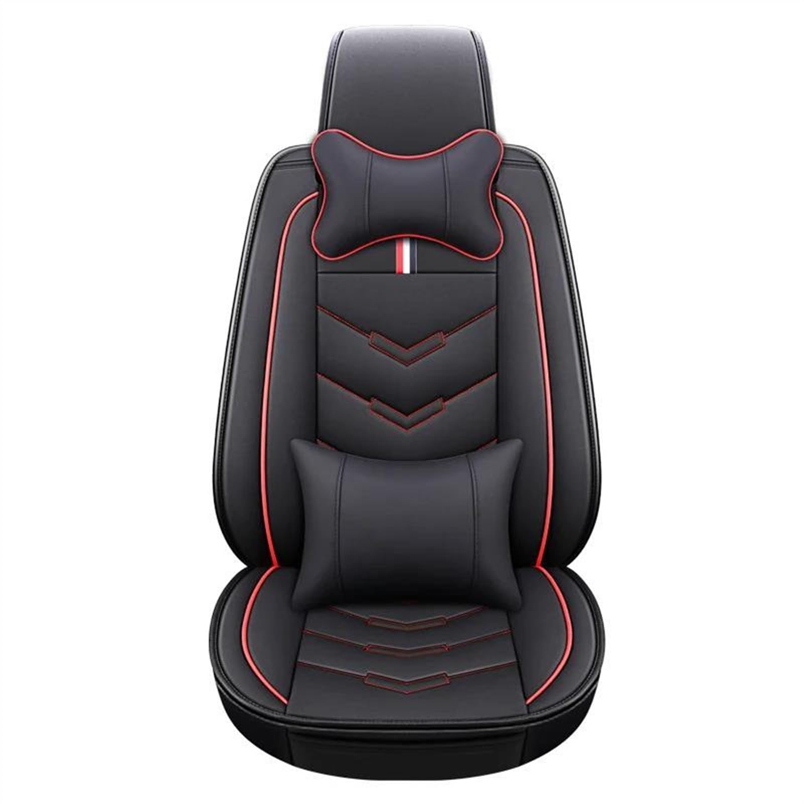 DZSQEGBX Autositzbezüge Autositzbezug Aus Leder Autozubehör Für Suzuki Alle Modelle Für Vitara Für Jimny Für Swift SX4 2007 2010 2011 Auto-Styling 5 Sitze Auto Sitzschoner(Black red Pillow) von DZSQEGBX