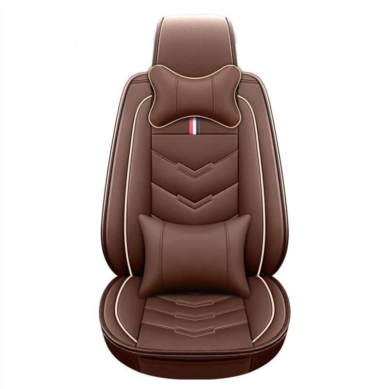 DZSQEGBX Autositzbezüge Autositzbezug Aus Leder Autozubehör Für Suzuki Alle Modelle Für Vitara Für Jimny Für Swift SX4 2007 2010 2011 Auto-Styling 5 Sitze Auto Sitzschoner(Coffee Pillow) von DZSQEGBX