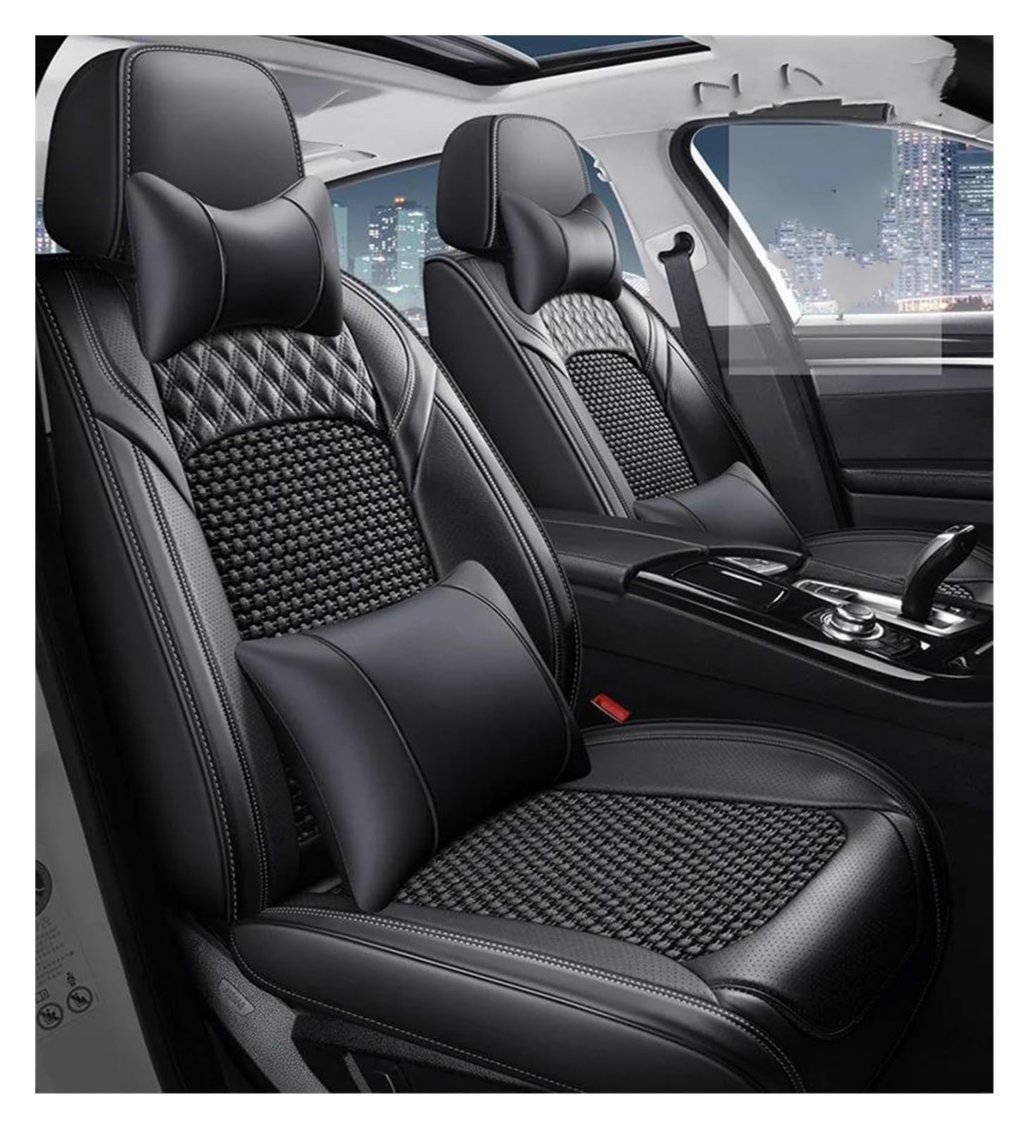 DZSQEGBX Autositzbezüge Autositzbezug Für Alle Automodelle Für X5 E87 X1 X2 X3 X4 X6 X7 M3 M4 M5 Autozubehör Innensitzschutz Auto Sitzschoner(Luxury Black Gray) von DZSQEGBX