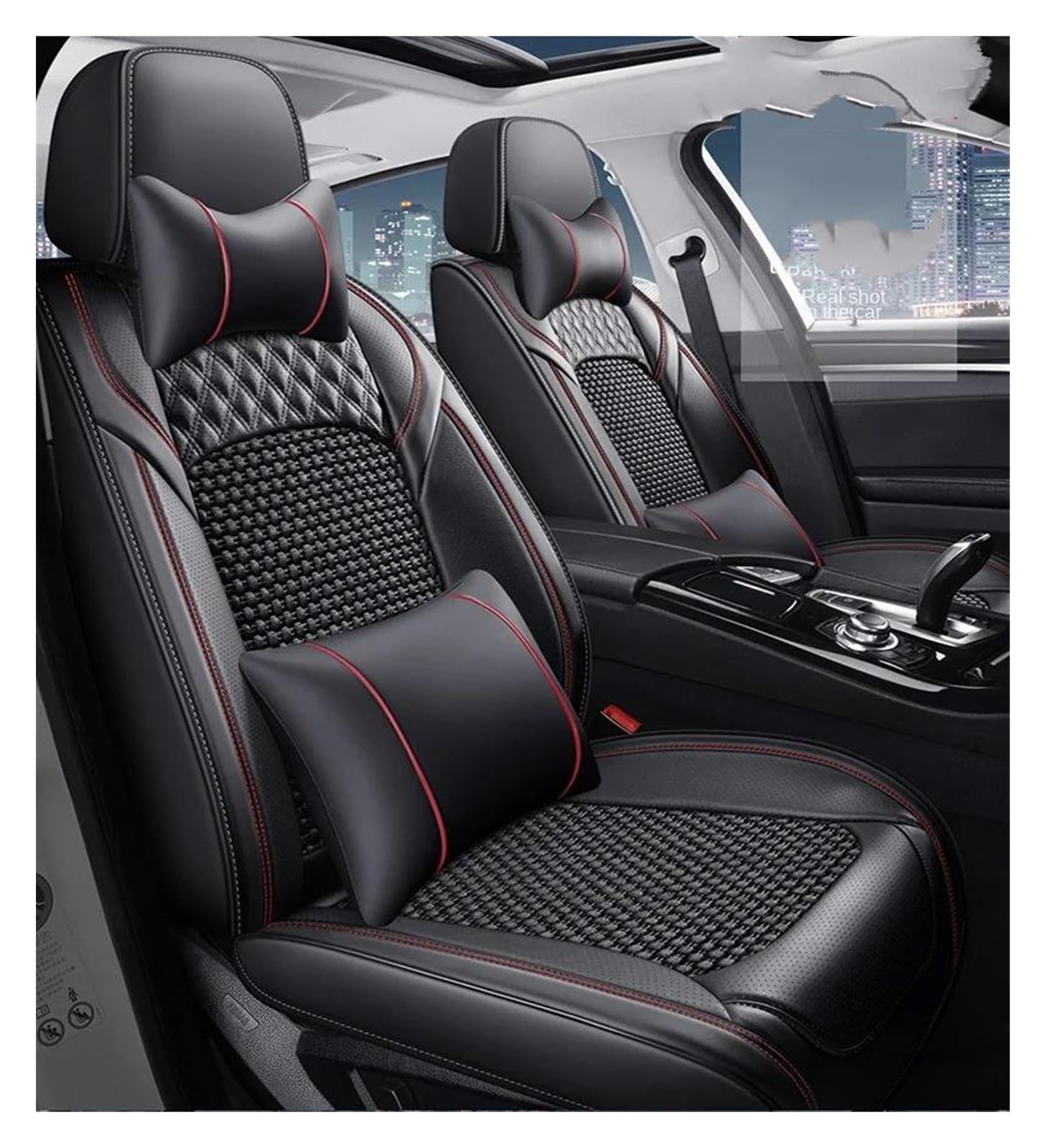 DZSQEGBX Autositzbezüge Autositzbezug Für Alle Automodelle Für X5 E87 X1 X2 X3 X4 X6 X7 M3 M4 M5 Autozubehör Innensitzschutz Auto Sitzschoner(Luxury Black Red) von DZSQEGBX