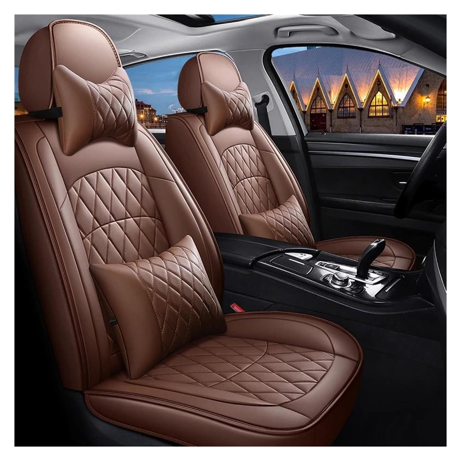 DZSQEGBX Autositzbezüge Autositzbezug Für Bentley Für Mulsanne Für Continental GT Für Flying Für Spur Für Arnage Für Falcon Für Azure Für Mulliner Autozubehör Auto Sitzschoner(Luxury Brown) von DZSQEGBX