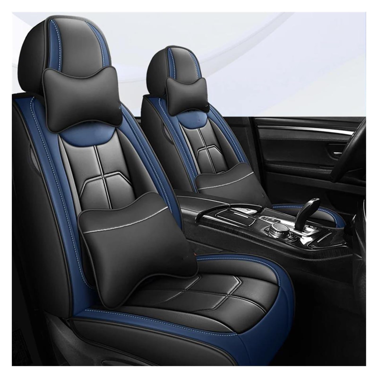 DZSQEGBX Autositzbezüge Autositzbezug Für KIA Alle Automodelle Für Optima Für Soul Für Forte Für Spectra Für Sorento Autozubehör Sitzschutz Auto Sitzschoner(Luxury Black Blue) von DZSQEGBX