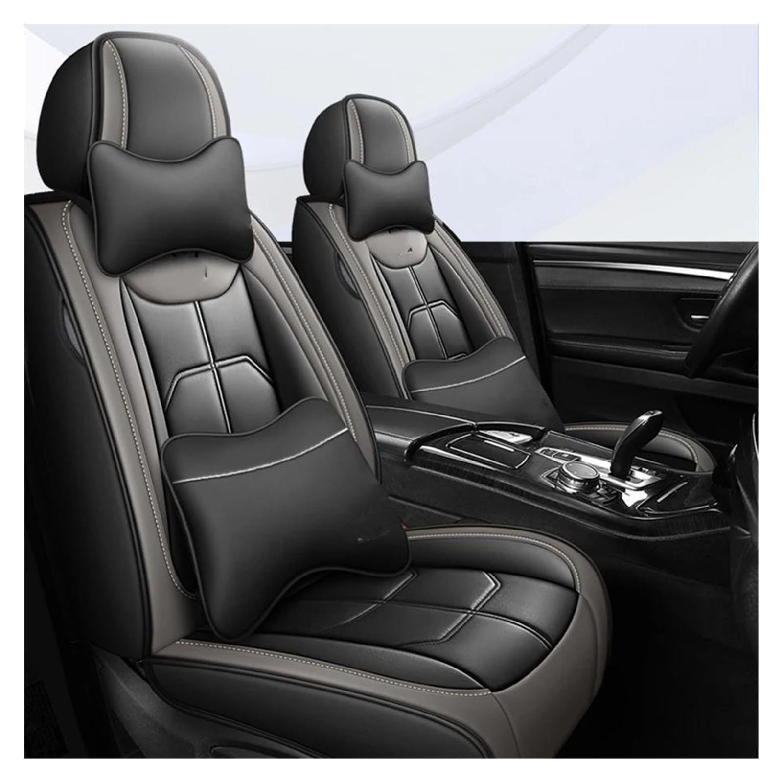 DZSQEGBX Autositzbezüge Autositzbezug Innendetails Für Buick Für Enclave Für Cascada Für Encore Für Lacrosse Für Excelle Für Regal Für TourX Autozubehör Auto Sitzschoner(Luxury Black Grey) von DZSQEGBX