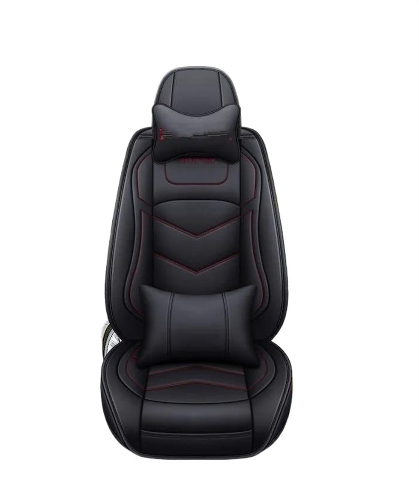 DZSQEGBX Autositzbezüge Autositzbezug Leder Für Alle Modelle Für Captur Für Logan Für Kadjar Für Trafic Für Scenic Für Armlehne Für Megane Autositzkissen Auto Sitzschoner(Black red Pillow 1) von DZSQEGBX