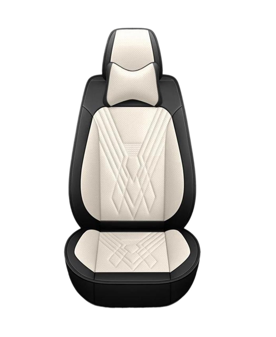 DZSQEGBX Autositzbezüge Autositzbezug Leder Für Alle Modelle Für Captur Für Logan Für Kadjar Für Trafic Für Scenic Für Armlehne Für Megane Autositzschutz Auto Sitzschoner(Black White Pillow) von DZSQEGBX