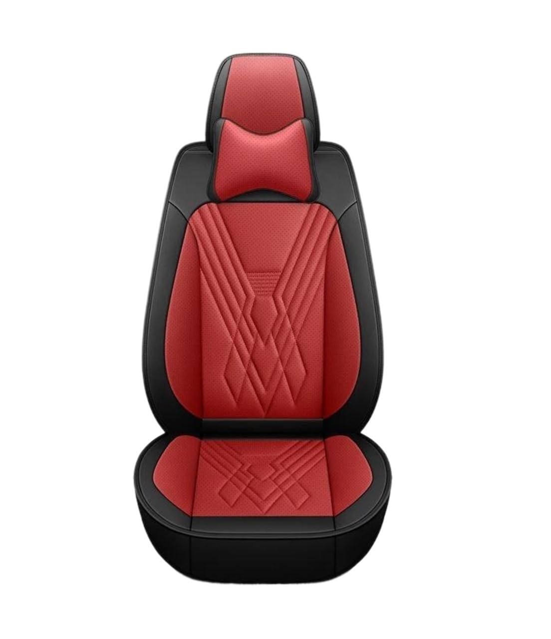 DZSQEGBX Autositzbezüge Autositzbezug Leder Für Alle Modelle Für Captur Für Logan Für Kadjar Für Trafic Für Scenic Für Armlehne Für Megane Autositzschutz Auto Sitzschoner(Black red Pillow) von DZSQEGBX