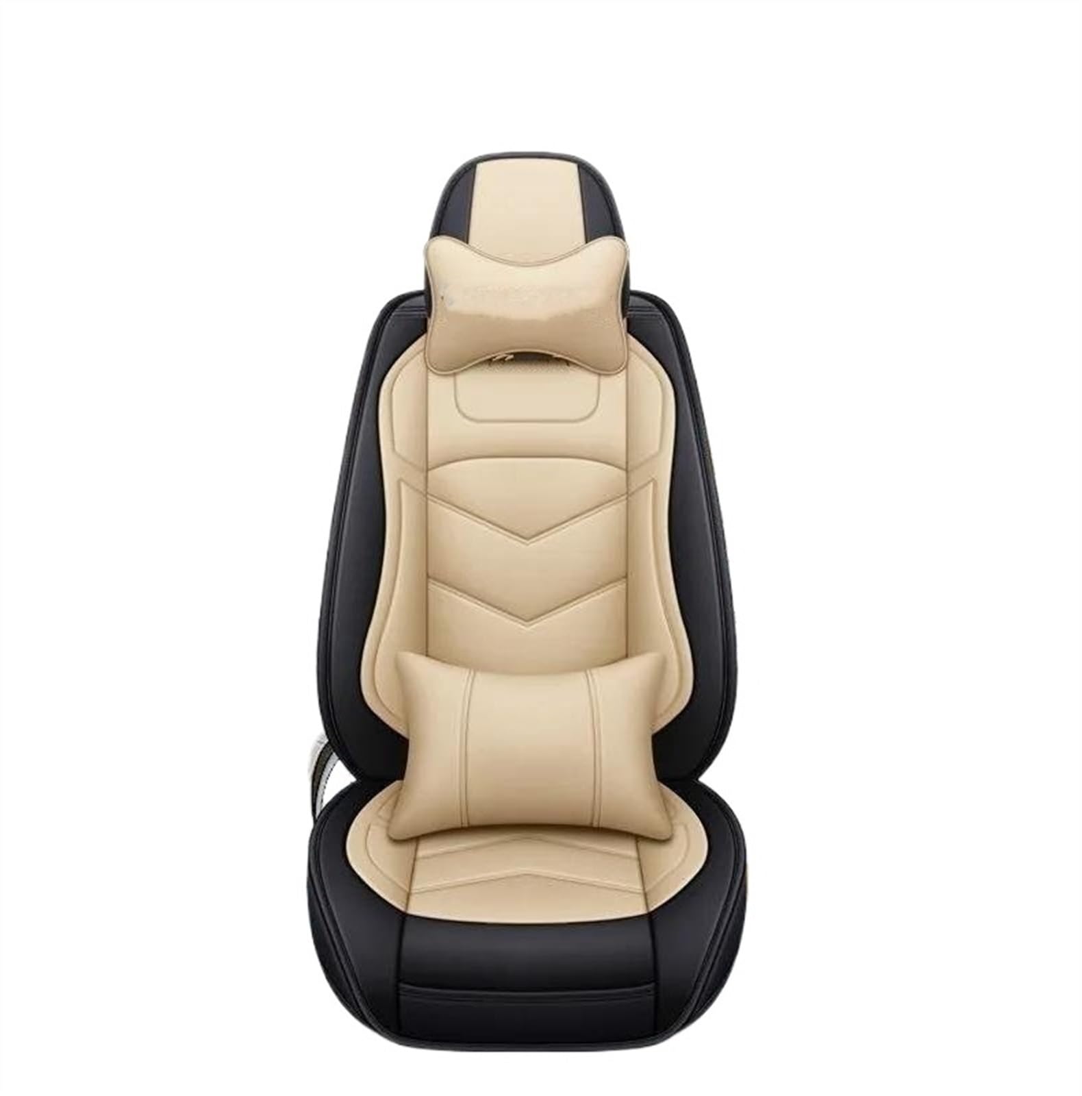 DZSQEGBX Autositzbezüge Autositzbezug Leder Für Captur Für Logan Für Kadjar Für Trafic Für Scenic Armlehne Für Megane Autositzkissenschutz Auto Sitzschoner(Black Beige Pillow) von DZSQEGBX