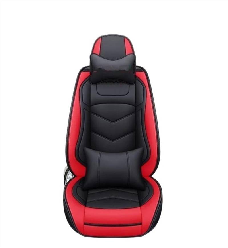 DZSQEGBX Autositzbezüge Autositzbezug Leder Für Captur Für Logan Für Kadjar Für Trafic Für Scenic Armlehne Für Megane Autositzkissenschutz Auto Sitzschoner(Black red Pillow) von DZSQEGBX