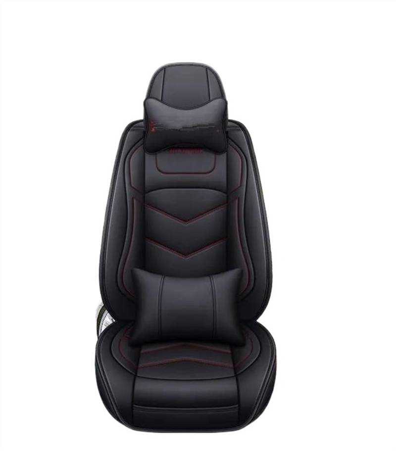 DZSQEGBX Autositzbezüge Autositzbezug Leder Für Captur Für Logan Für Kadjar Für Trafic Für Scenic Armlehne Für Megane Autositzkissenschutz Auto Sitzschoner(Black red Pillow 1) von DZSQEGBX