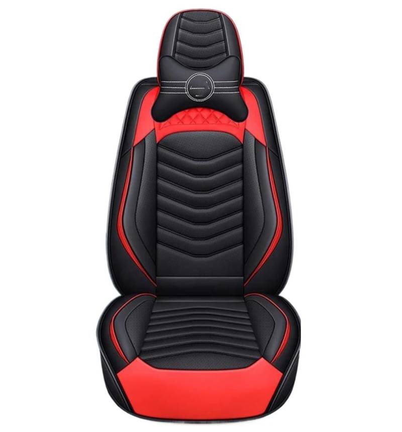 DZSQEGBX Autositzbezüge Autositzbezug Leder Für Ford Alle Modelle Für Focus Für Explorer Für Mondeo Für Fiesta Für Ecosport Für Everest Autositzschutz Auto Sitzschoner(Black Red Pillow) von DZSQEGBX