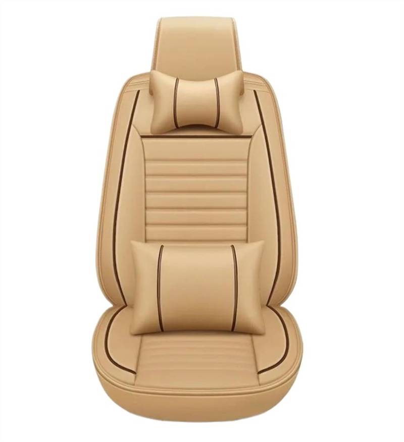 DZSQEGBX Autositzbezüge Autositzbezug Leder Für Kia Für Rio Für Sorento Für Cerato Für Soul Für Optima Für Opirus Für Borrego VQ Autositzschutz Auto Sitzschoner(Beige Pillow 2) von DZSQEGBX