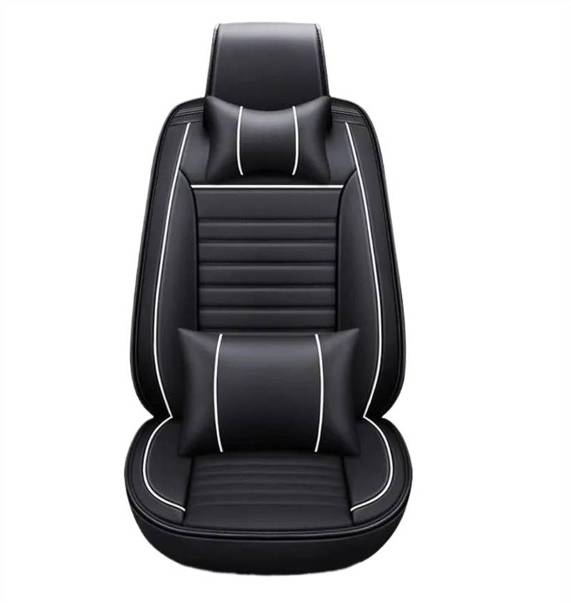 DZSQEGBX Autositzbezüge Autositzbezug Leder Für Kia Für Rio Für Sorento Für Cerato Für Soul Für Optima Für Opirus Für Borrego VQ Autositzschutz Auto Sitzschoner(Black White Pillow 2) von DZSQEGBX