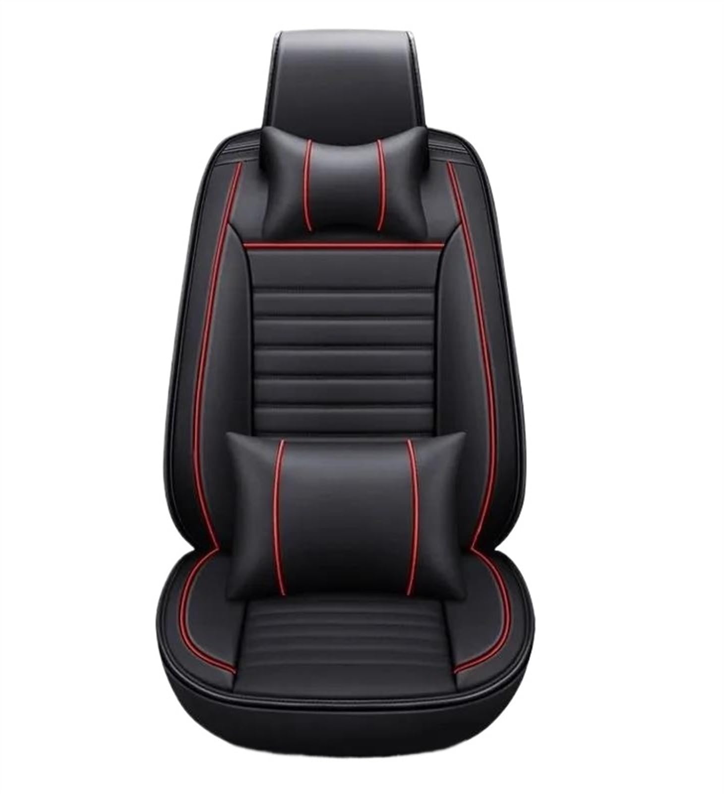 DZSQEGBX Autositzbezüge Autositzbezug Leder Für Kia Für Rio Für Sorento Für Cerato Für Soul Für Optima Für Opirus Für Borrego VQ Autositzschutz Auto Sitzschoner(Black red Pillow 2) von DZSQEGBX