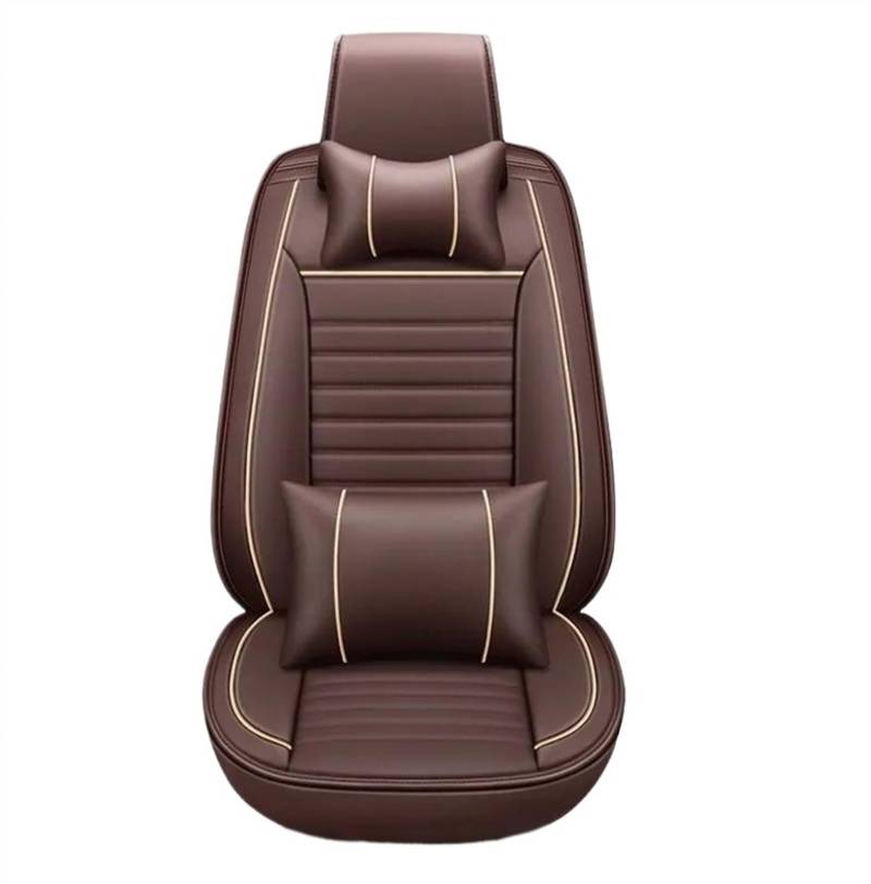 DZSQEGBX Autositzbezüge Autositzbezug Leder Für Kia Für Rio Für Sorento Für Cerato Für Soul Für Optima Für Opirus Für Borrego VQ Autositzschutz Auto Sitzschoner(Brown Pillow 2) von DZSQEGBX