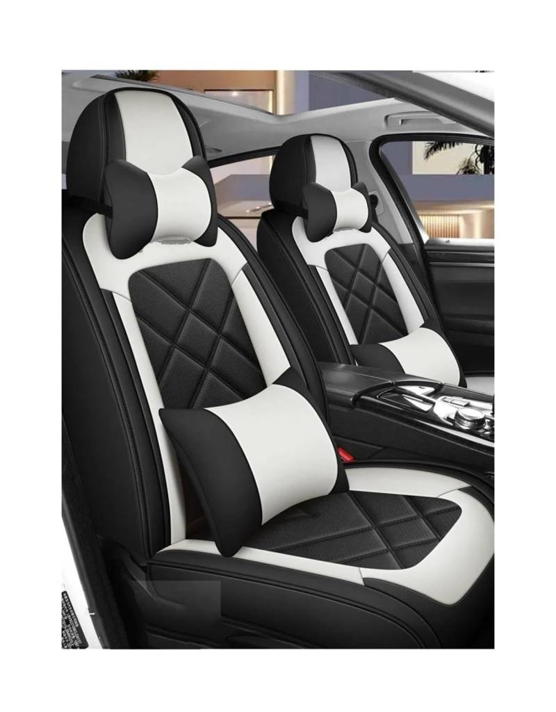 DZSQEGBX Autositzbezüge Autositzbezug Leder Für Toyota Alle Modelle Für Land Cruiser Für Prado Für Yaris Für Venza Sitzbezüge Set Auto Sitzschoner(White Pillow) von DZSQEGBX