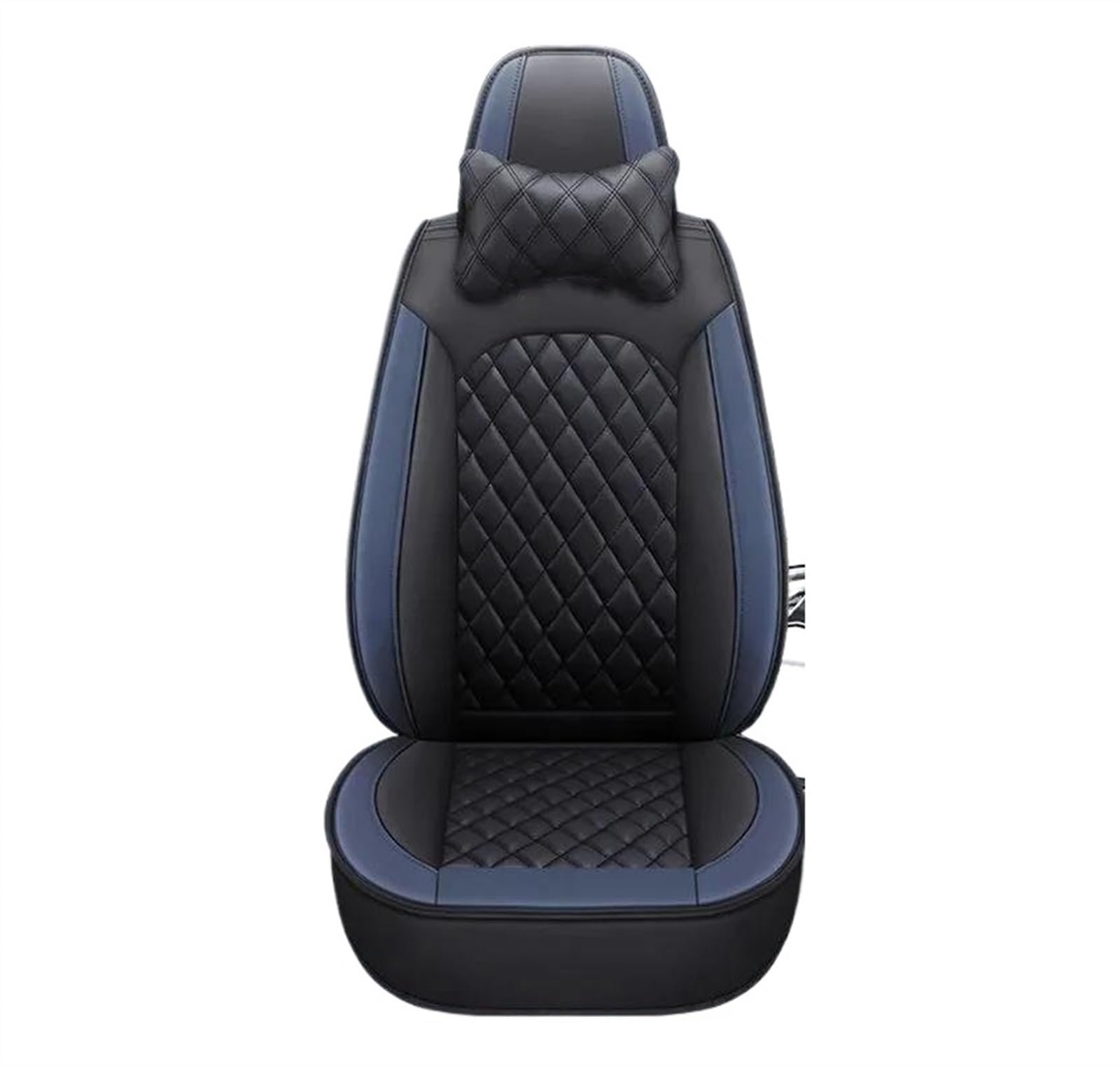 DZSQEGBX Autositzbezüge Autositzbezug Leder Für VW Für Multivan Für Scirocco Für Magotan Für Phaeton Sitzschutzbezug Auto Sitzschoner(Black Blue Pillow) von DZSQEGBX