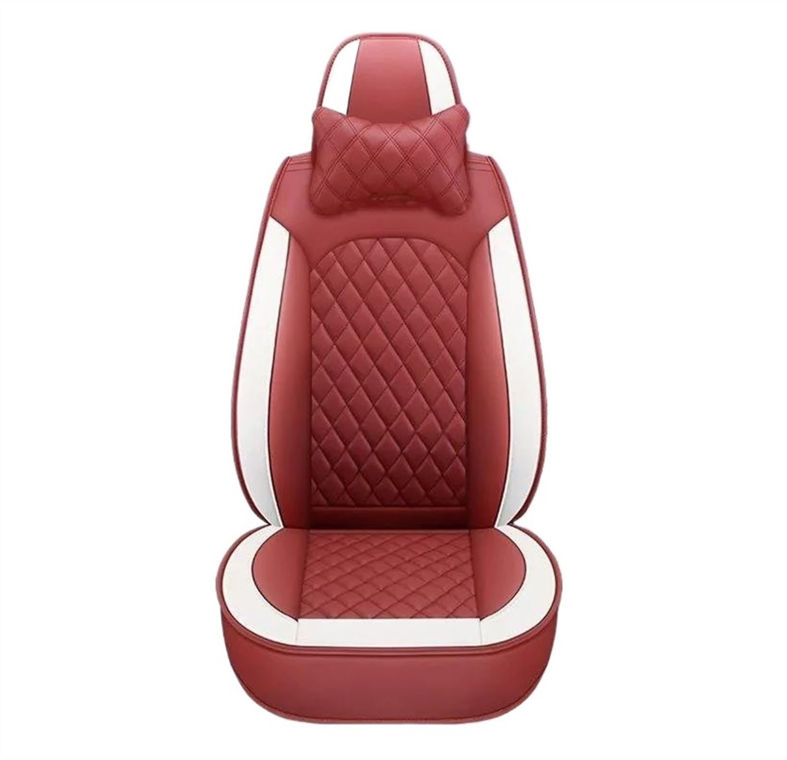 DZSQEGBX Autositzbezüge Autositzbezug Leder Für VW Für Multivan Für Scirocco Für Magotan Für Phaeton Sitzschutzbezug Auto Sitzschoner(White Red Pillow) von DZSQEGBX