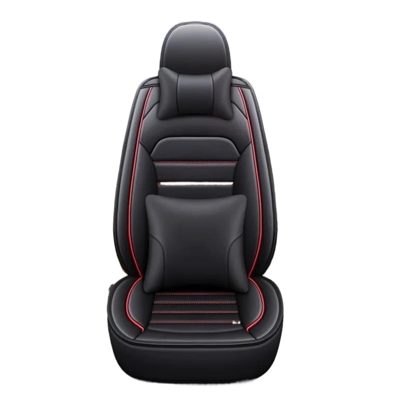 DZSQEGBX Autositzbezüge Autositzbezug Lederzubehör Für Skoda Alle Modelle Für Octavia Für Rapid Für Superb Für Fabia Für Kodiaq Für Yeti Für KAROQ Für KAMIQ Auto Sitzschoner(Black red Pillow) von DZSQEGBX