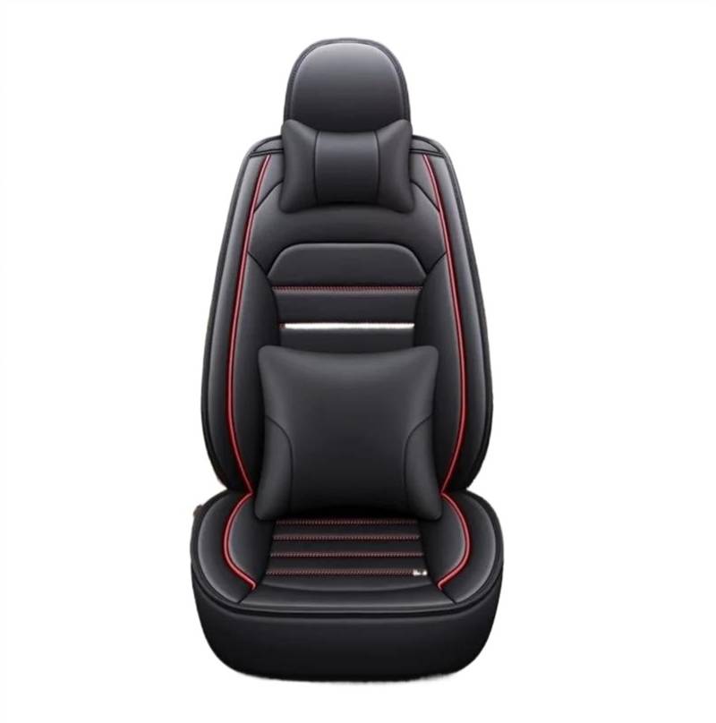 DZSQEGBX Autositzbezüge Autositzbezug Lederzubehör Für Skoda Alle Modelle Für Octavia Für Rapid Für Superb Für Fabia Für Kodiaq Für Yeti Für KAROQ Für KAMIQ Auto Sitzschoner(Black red Pillow) von DZSQEGBX