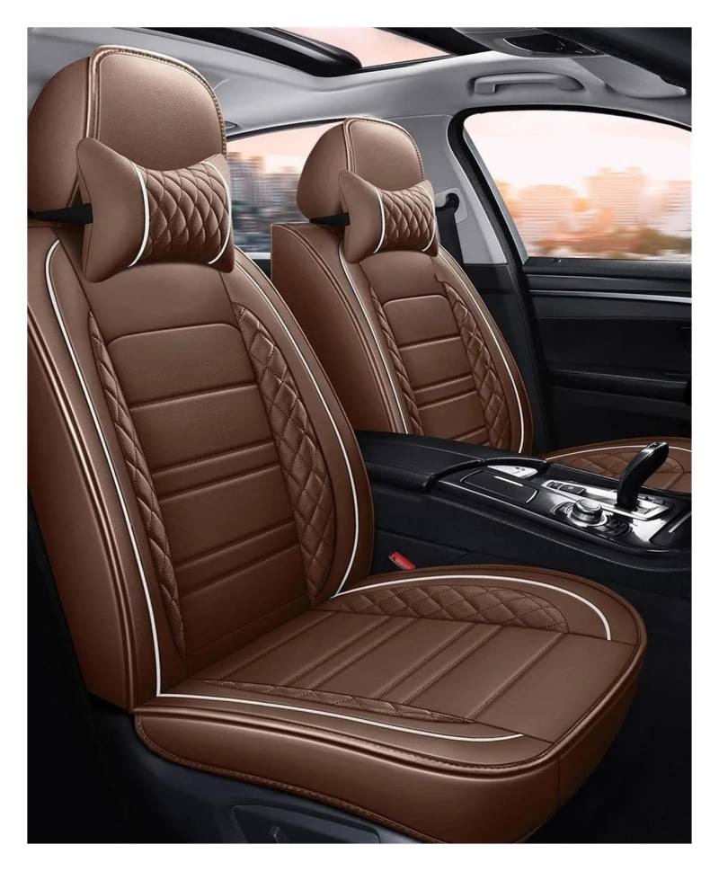 DZSQEGBX Autositzbezüge Autositzbezug Lederzubehör Für Skoda Alle Modelle Für Octavia Für Rapid Für Superb Für Fabia Für Kodiaq Für Yeti Für KAROQ Für KAMIQ Auto Sitzschoner(Brown Pillow) von DZSQEGBX