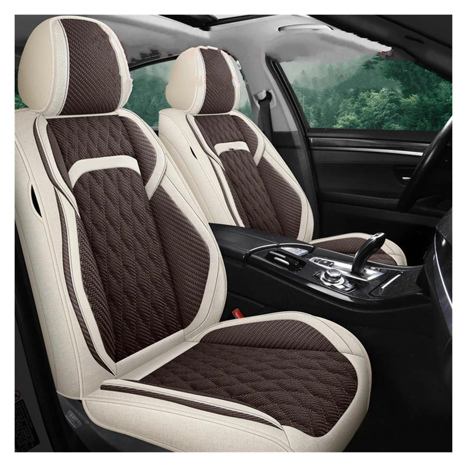 DZSQEGBX Autositzbezüge Autositzkissenbezug Komplettset Für Opel Für Corsa D Autositzschutz Auto Sitzschoner(Beige Coffee) von DZSQEGBX