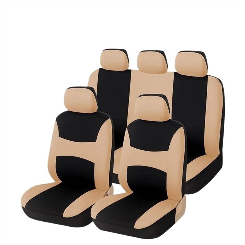 DZSQEGBX Autositzbezüge Autositzschoner Für FIAT Für Stilo 5-Sitzer-Autositzbezüge Universelle Autokissenschoner Auto Sitzschoner(Beige Full Set) von DZSQEGBX