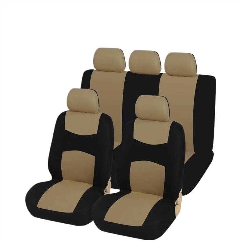 DZSQEGBX Autositzbezüge Autositzschoner Für Plymouth-Autositzbezüge Passend Für Die Meisten PKW LKW SUV Oder Van Mit 2 Mm Dickem Polyester-Schwammstoff Auto Sitzschoner(Beige Full Set 2) von DZSQEGBX