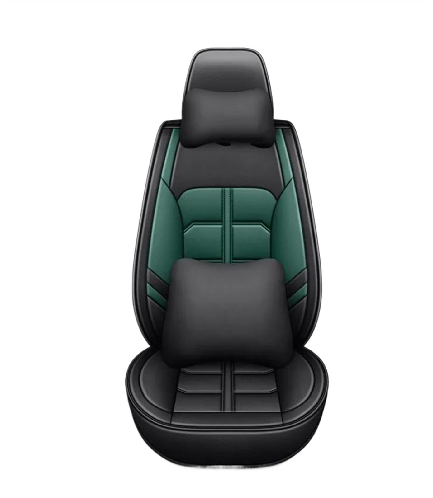 DZSQEGBX Autositzbezüge Autositzschutz Für Nissan Alle Modelle Für Tiida Für Qashqai Für X-Trail Für Murano Für März Für Teana Autositzbezug Aus Leder Auto Sitzschoner(Black Green Pillow) von DZSQEGBX