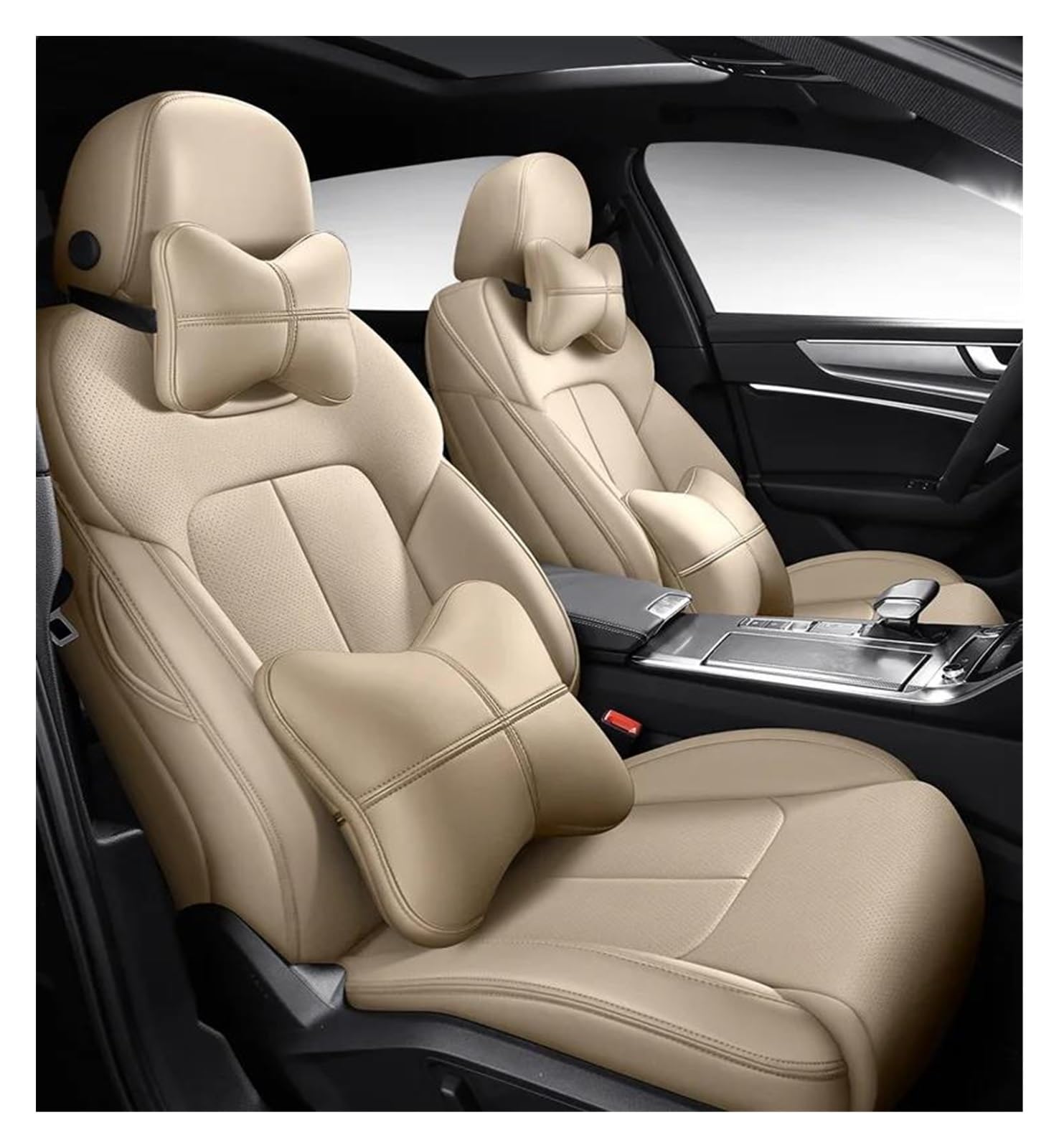 DZSQEGBX Autositzbezüge Benutzerdefinierte Autositzbezug Leder Auto Für Borgward Für Bx5 Bx7 Autozubehör Sitzkissen Sitzschutz Auto Sitzschoner(BEIGE LUX) von DZSQEGBX