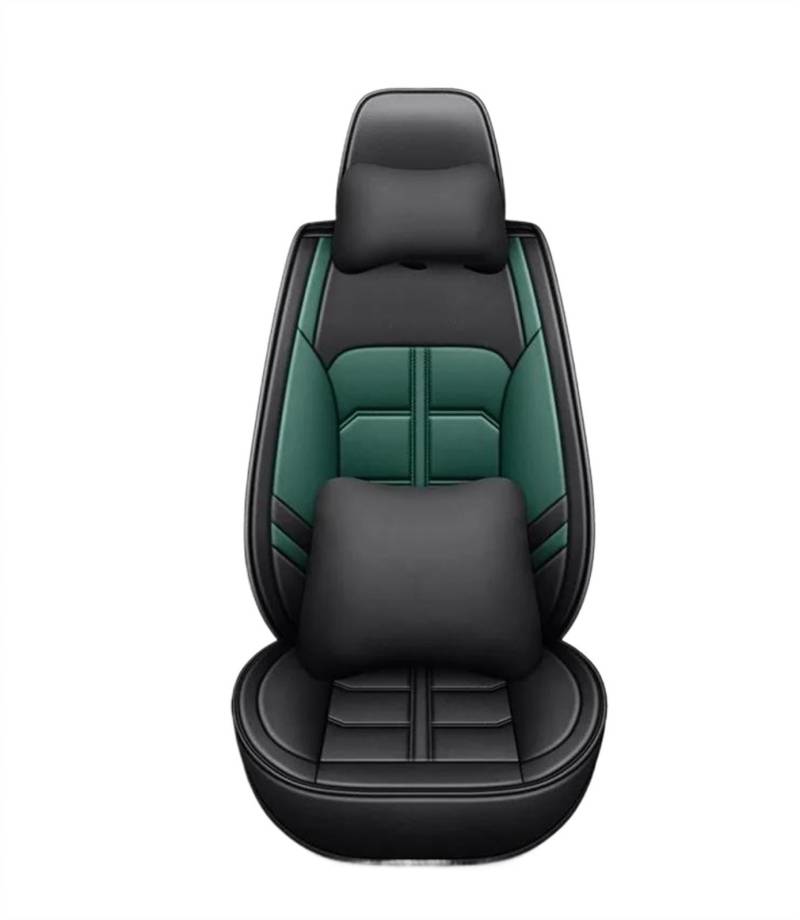 DZSQEGBX Autositzbezüge Der Autositz-Schutzbezug Aus Leder Für Universelle 5-Sitzer-Allwettermodelle Ist Mit Den Meisten Autositz-Schutzbezügen Kompatibel Auto Sitzschoner(Black Green Pillow) von DZSQEGBX