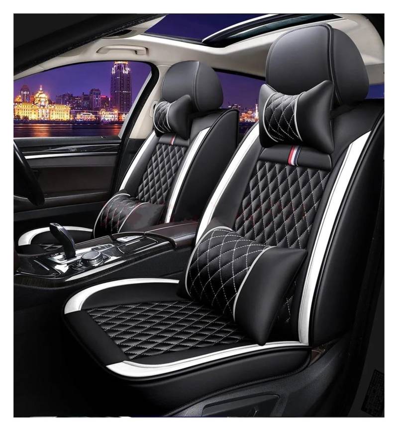 DZSQEGBX Autositzbezüge Für 1 Serie Alle Automodelle Für E81 E82 E87 E88 F20 F21 F52 F40 Autositzbezug Innenzubehör Kunstleder Auto Sitzschoner(Luxury Black White) von DZSQEGBX