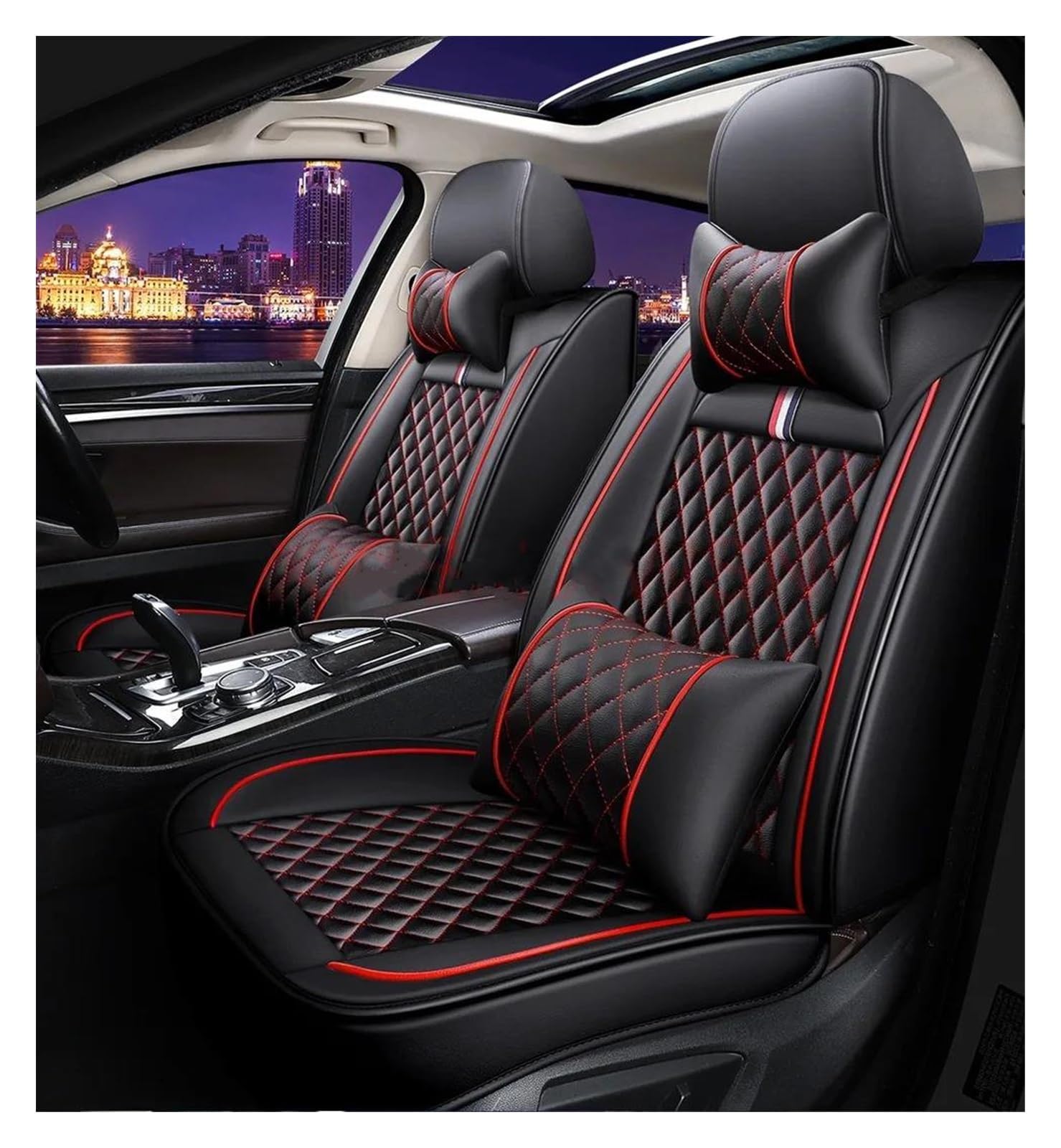 DZSQEGBX Autositzbezüge Für Alle Automodelle Für Q5 Q2 Q3 Q6 Q7 Q8 S1 S4 S5 S6 SQ5 RS3 Universal Autositzbezug Innenzubehör Kunstleder Auto Sitzschoner(Luxury Black) von DZSQEGBX