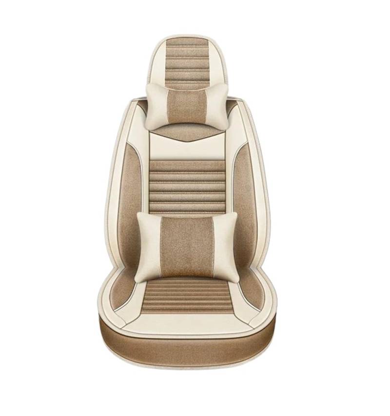 DZSQEGBX Autositzbezüge Für Alle Modelle Für Captur Für Logan Für Kadjar Für Trafic Für Scenic Für Armlehne Für Megane Autositzbezug Leinenfaser Auto Sitzschoner(Beige Pillow) von DZSQEGBX