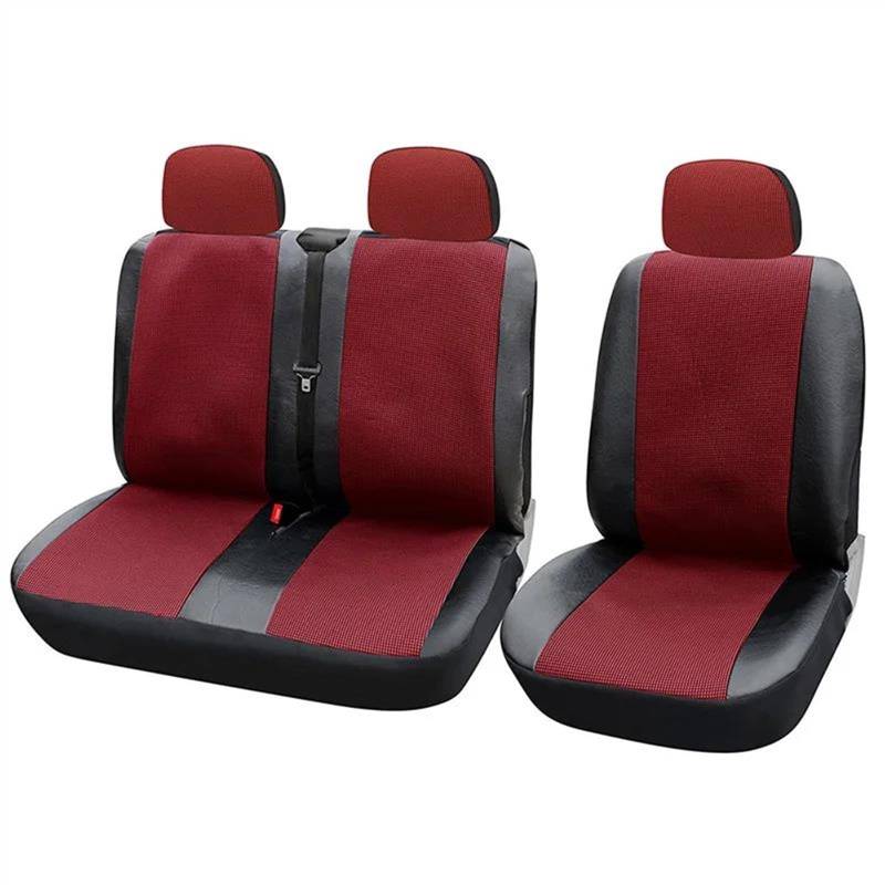 DZSQEGBX Autositzbezüge Für Ford Für Escort Für Transit 1 + 2 Sitzbezüge Autositzbezug Für Transporter/Van Universal Fit Künstliche Leder LKW Sitzbezüge Auto Sitzschoner(Rot) von DZSQEGBX