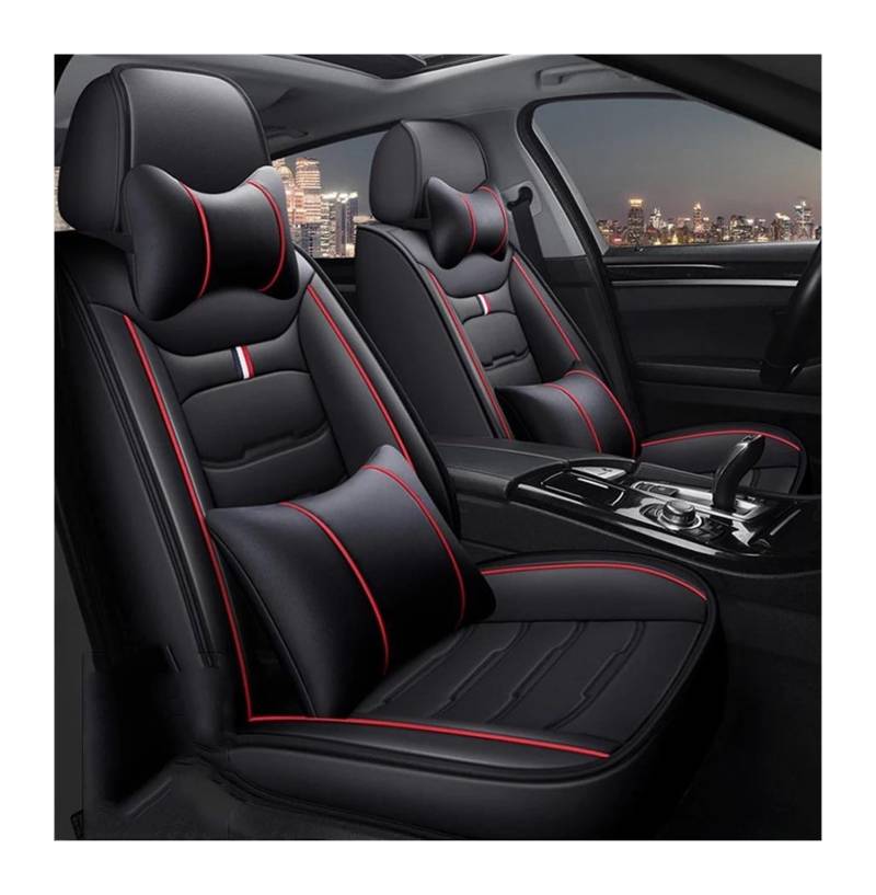 DZSQEGBX Autositzbezüge Für Mercedes Für Benz Alle Modelle Für E Klasse GLK GLC S600 400 SL W212 W211 SLK Leder Auto Sitzbezug Auto Zubehör Auto Sitzschoner(Black Red2) von DZSQEGBX