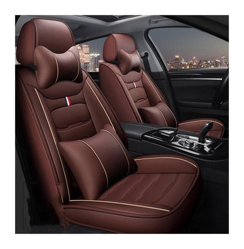 DZSQEGBX Autositzbezüge Für Mercedes Für Benz Alle Modelle Für E Klasse GLK GLC S600 400 SL W212 W211 SLK Leder Auto Sitzbezug Auto Zubehör Auto Sitzschoner(Coffee2) von DZSQEGBX