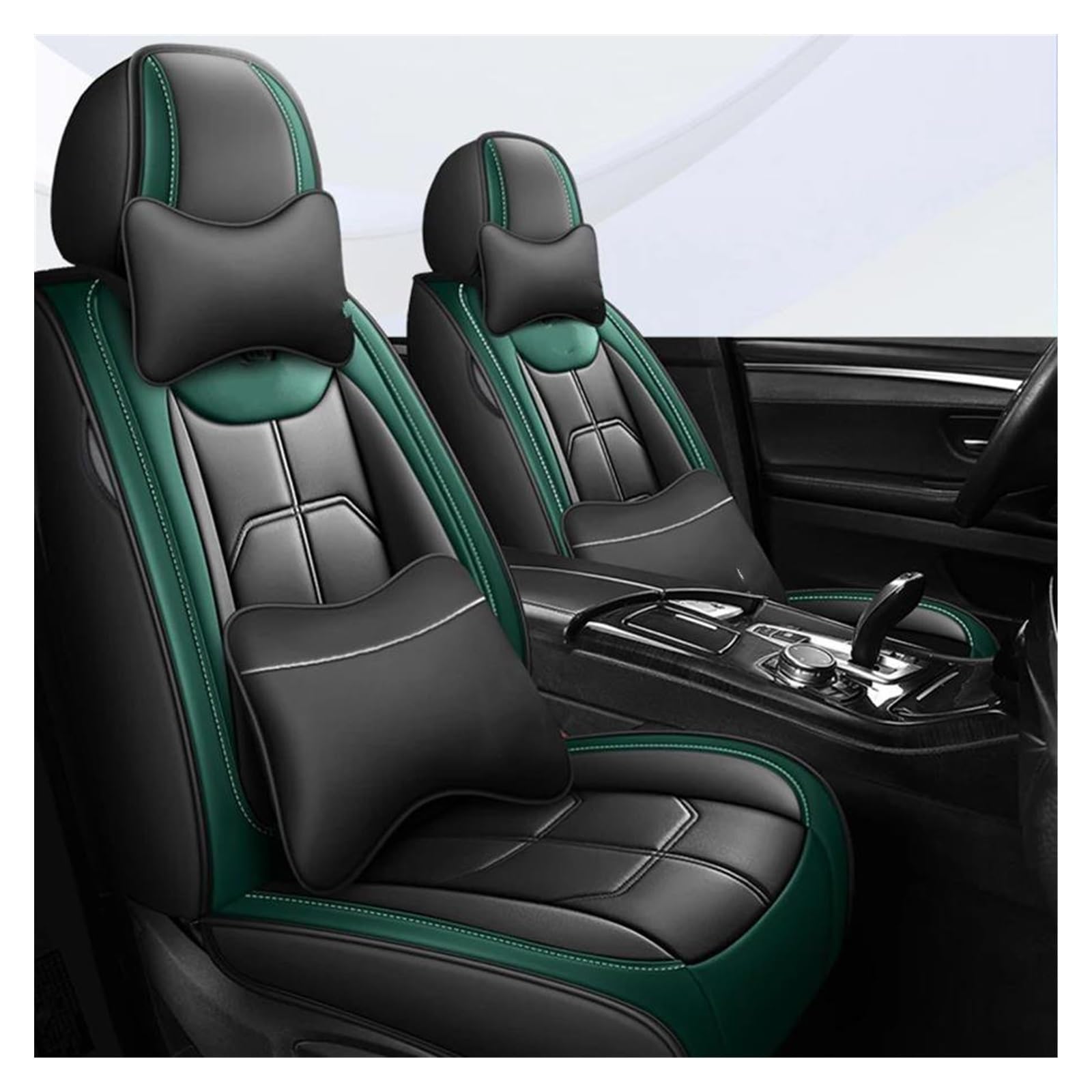 DZSQEGBX Autositzbezüge Für Nissan Alle Automodelle Für Qashqai Für Juke Für Blatt Für Armada Universal Auto Sitzbezug Auto Zubehör Auto Sitzschoner(Luxury Black Green) von DZSQEGBX