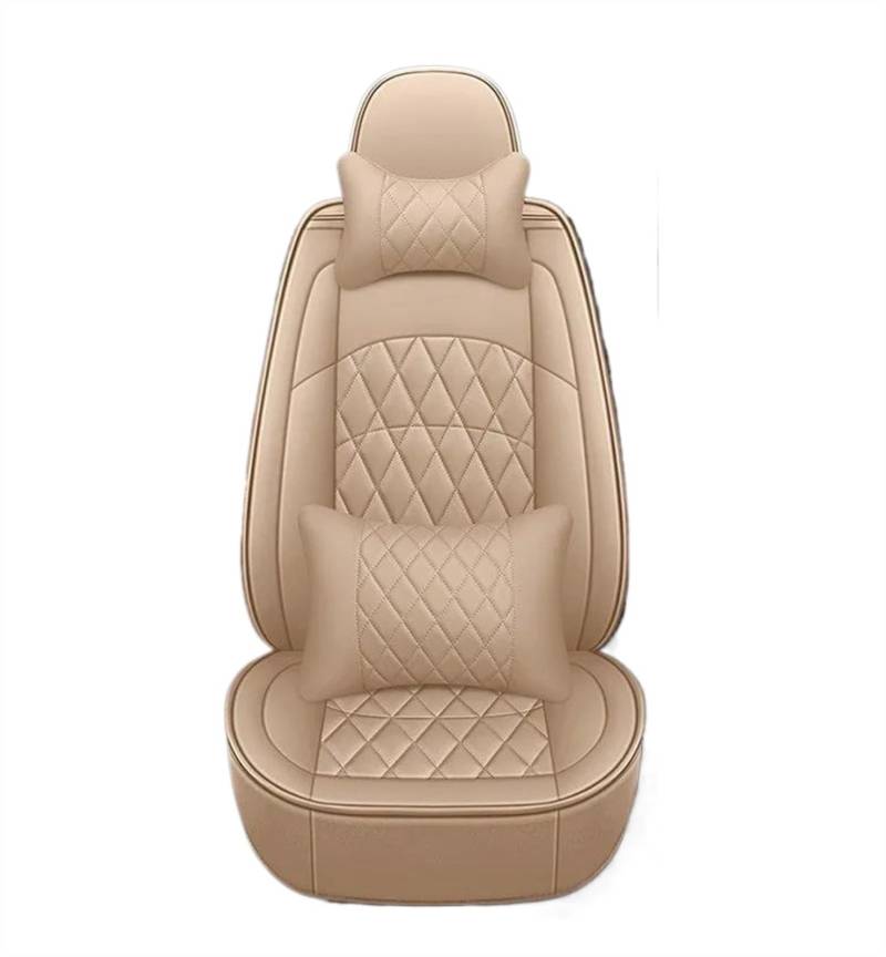 DZSQEGBX Autositzbezüge Für Toyota Alle Modelle Für C-HR Für Rav4 Für Corolla Für Toyota Für Land Cruiser Für Wunsch Für Yaris Leder-Autositzbezug Autozubehör Auto Sitzschoner(Beige Pillow) von DZSQEGBX