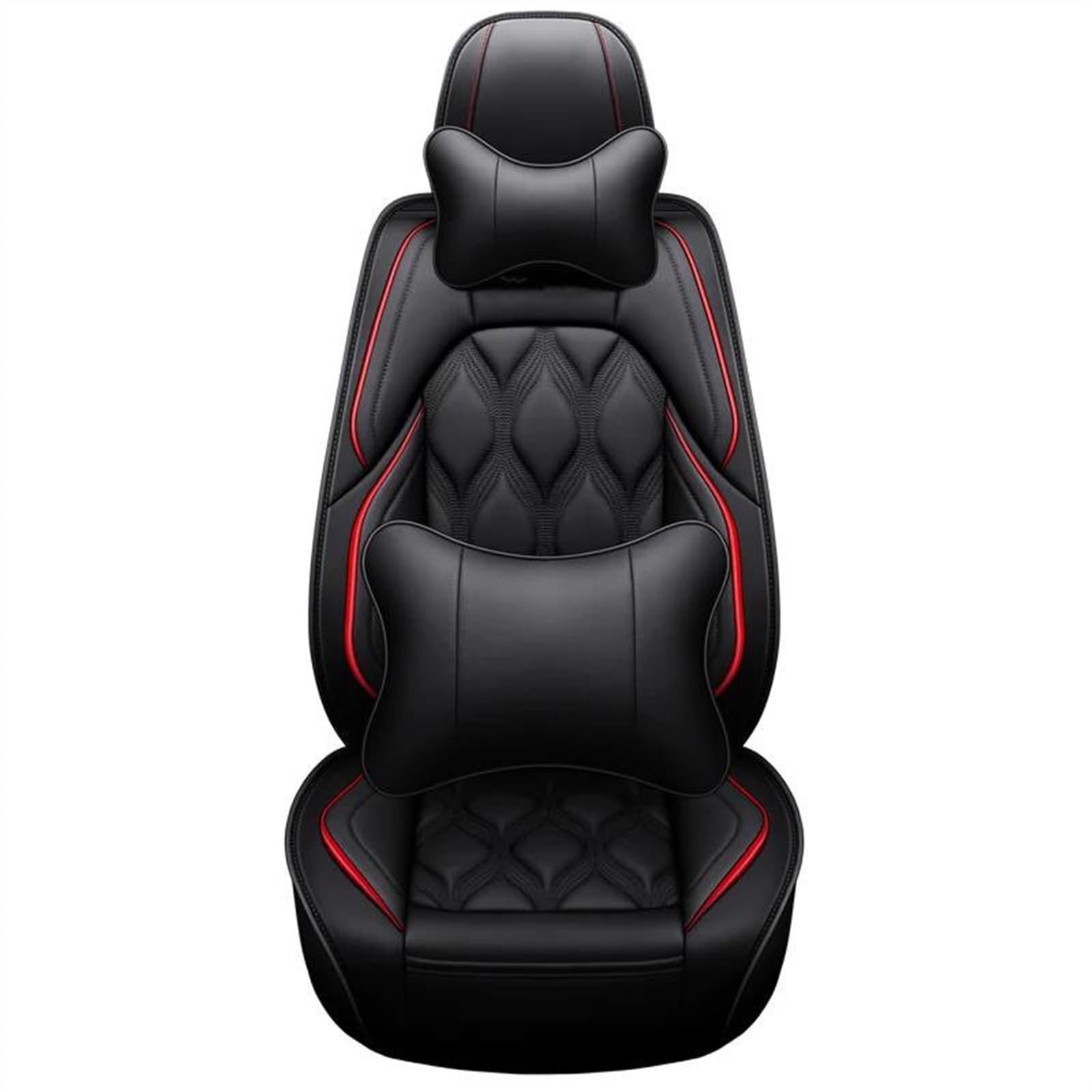 DZSQEGBX Autositzbezüge Leder-Autositzbezug 98% Automodell Für Benz Autozubehör 5 Sitze Auto Sitzschoner(Black Pillow) von DZSQEGBX