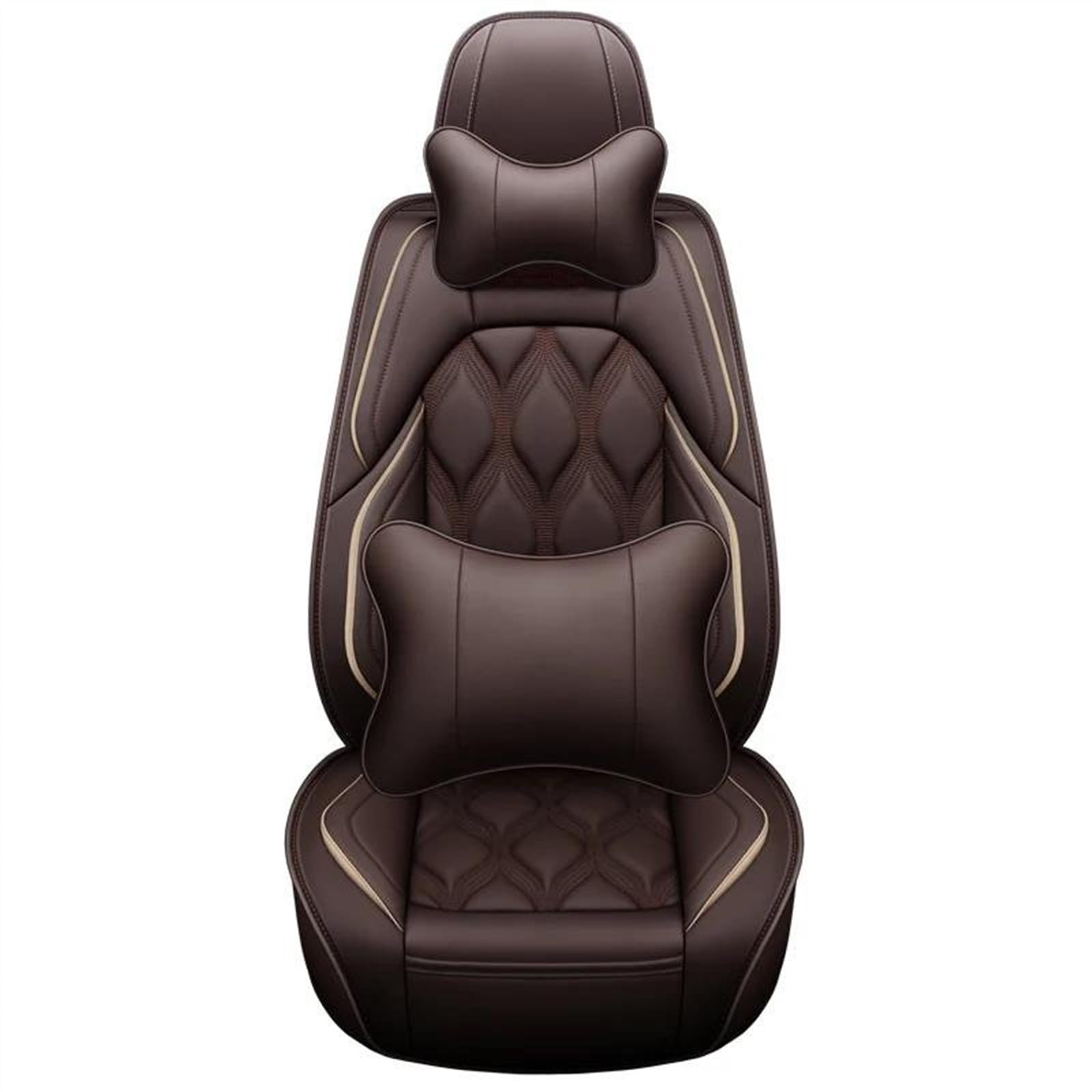 DZSQEGBX Autositzbezüge Leder-Autositzbezug 98% Automodell Für Benz Autozubehör 5 Sitze Auto Sitzschoner(Coffee Pillow) von DZSQEGBX