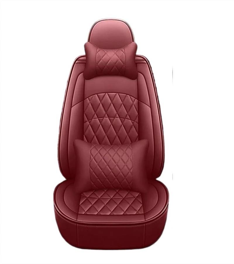 DZSQEGBX Autositzbezüge Leder Autositzbezug 98% Automodell Für Lada Autositzbezug Autozubehör Auto-Styling Auto Sitzschoner(Wine red Pillow) von DZSQEGBX