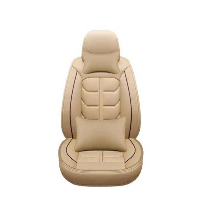 DZSQEGBX Autositzbezüge Leder-Autositzbezug Autozubehör Für Kia Alle Modelle Für Rio Für Sportage Für Cerato K2 K3 K4 K5 Für Karneval Auto-Styling 5 Sitze Auto Sitzschoner(Beige Pillow 2) von DZSQEGBX