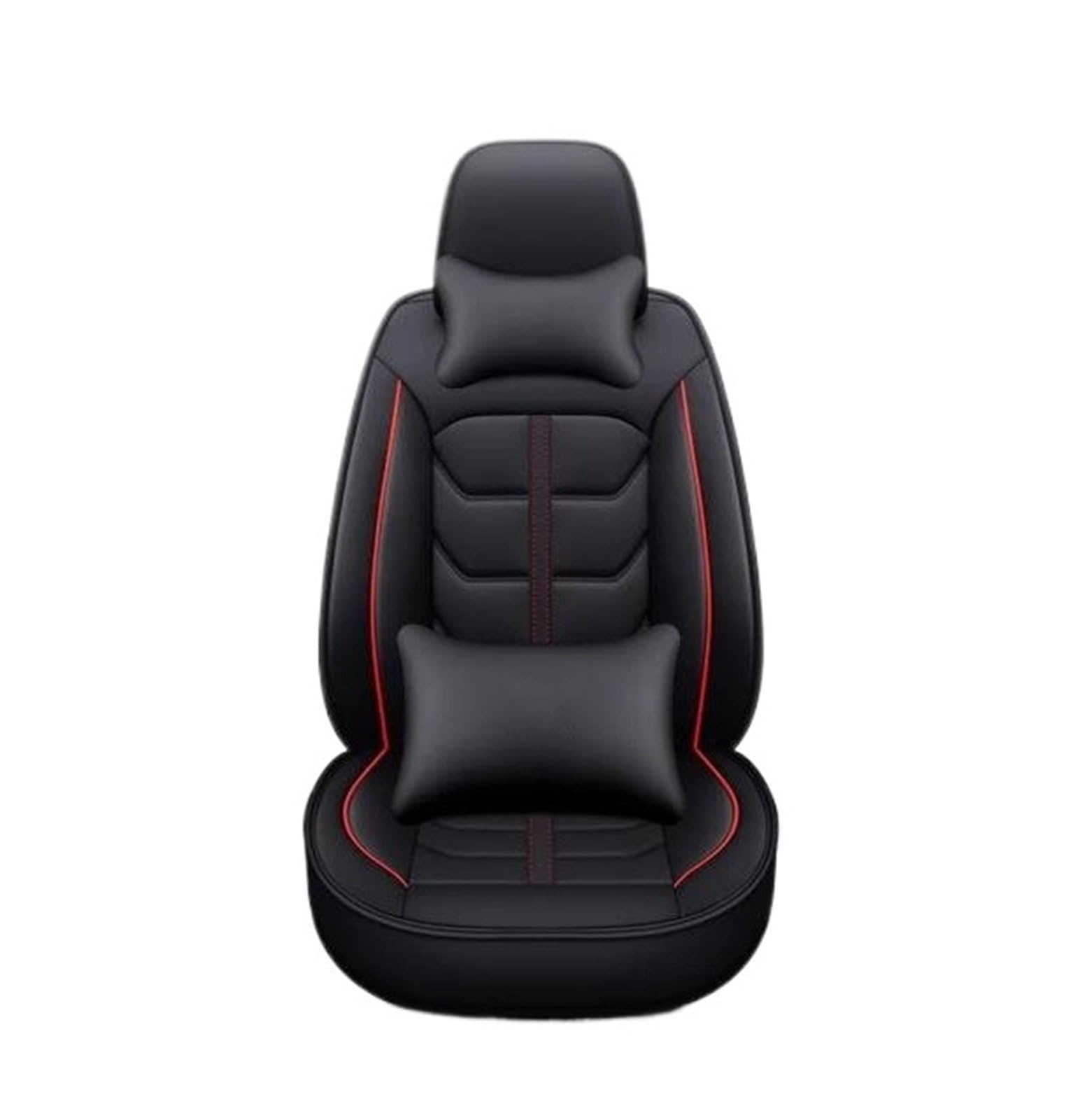 DZSQEGBX Autositzbezüge Leder-Autositzbezug Autozubehör Für Kia Alle Modelle Für Rio Für Sportage Für Cerato K2 K3 K4 K5 Für Karneval Auto-Styling 5 Sitze Auto Sitzschoner(Black Red Pillow 1) von DZSQEGBX