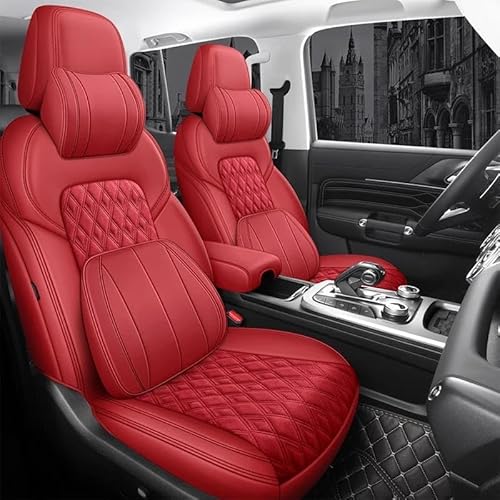 DZSQEGBX Autositzbezüge Leder Gemischt Auto Sitzbezug Für Mercedes Für Benz Für G Klasse G350 G55 G500 G63 Amg W463 Auto Zubehör Sitz Protektoren Auto Sitzschoner(RED LUX) von DZSQEGBX